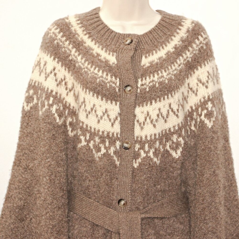 Polo Ralph Lauren Fair Isle Yoke Alpaca Wool Belted Cape Cardigan sz XL/XXL $998 - Picture 9 of 16